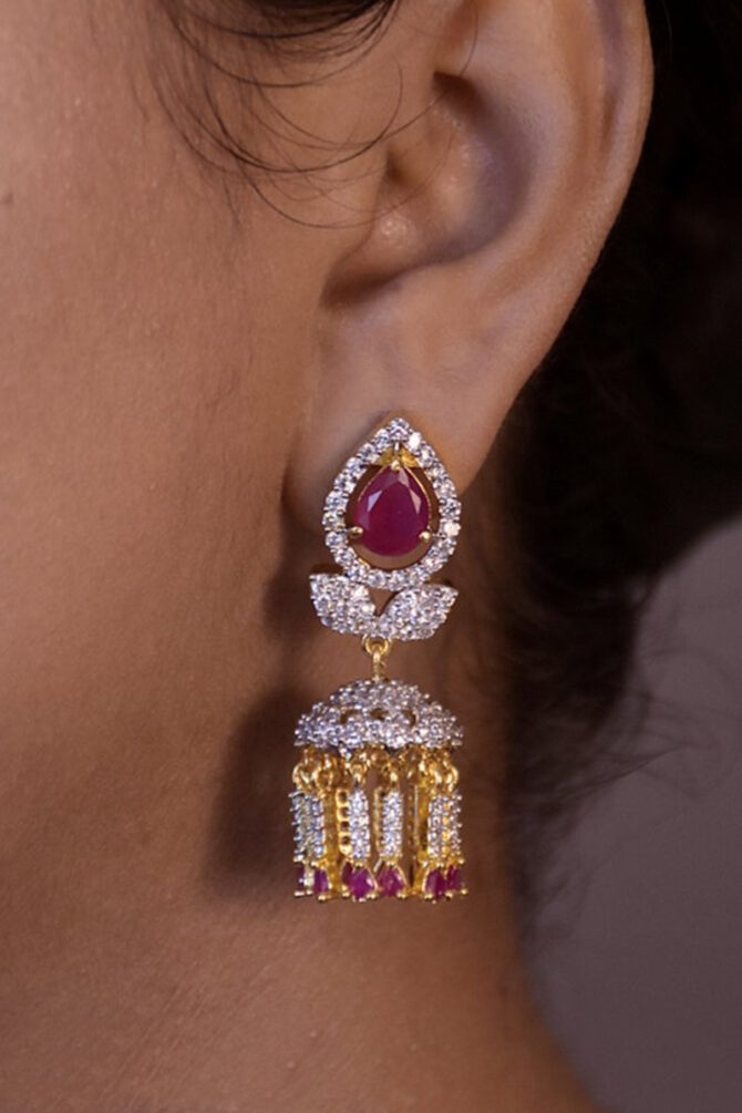 CZ Jhumka Earrings