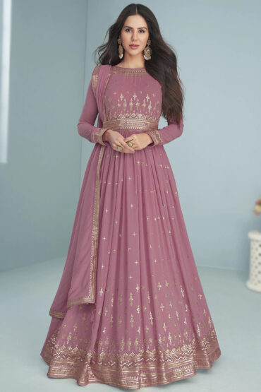 Faux Georgette Embroidery Gown 201578 01