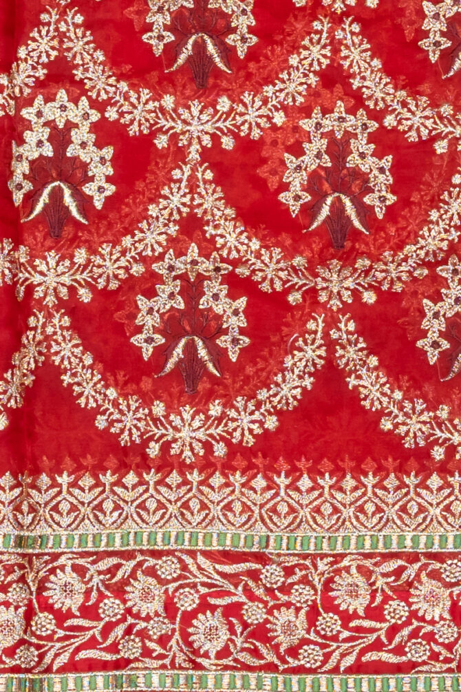 Red Muslin Saree