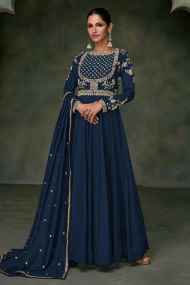 Silk Embroidered Anarkali Gown 201546 01