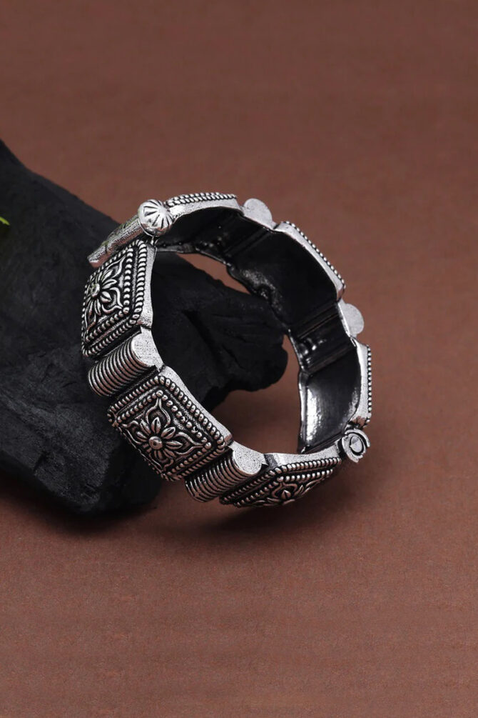 Silver Color Oxidised Bracelet