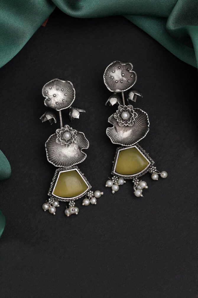 Yellow Color Oxidised Earrings