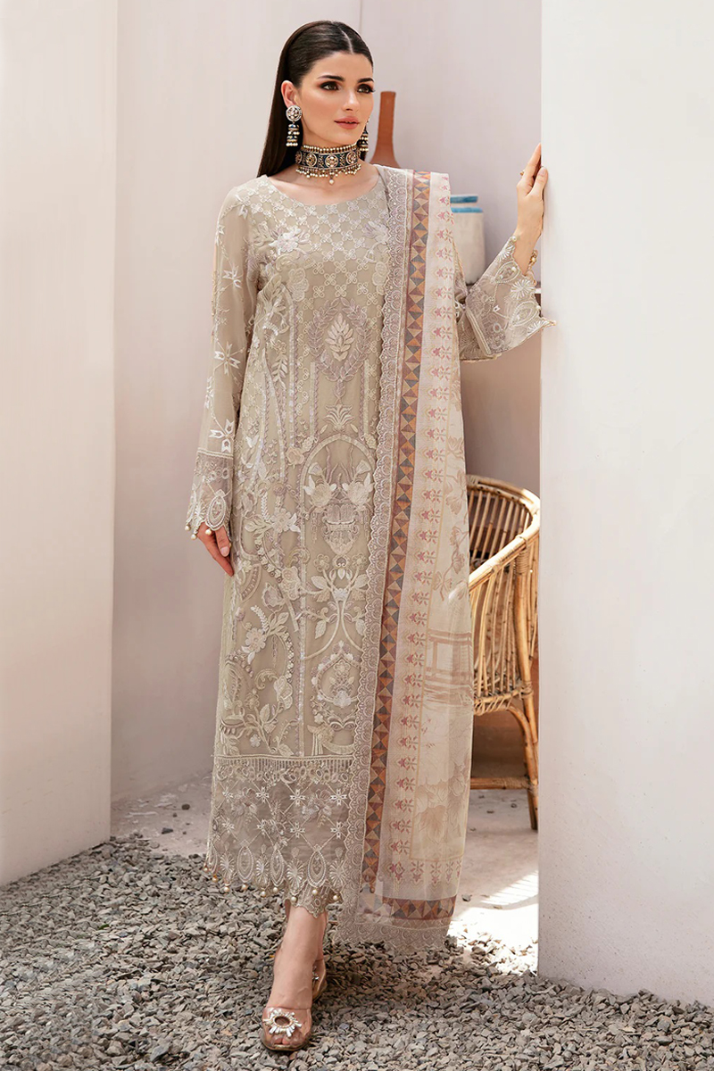 Dastan Chiffon Salwar Suit in Beige