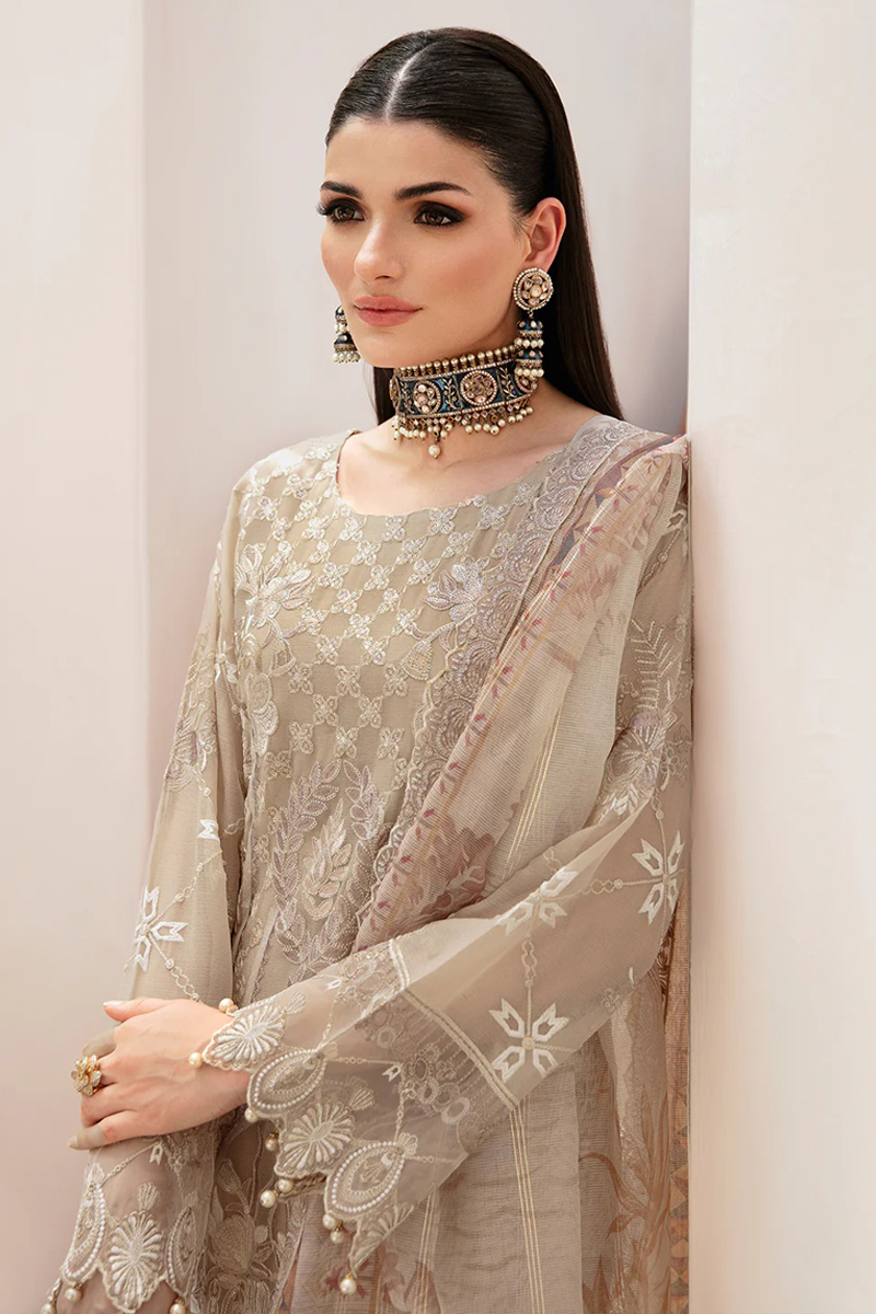 Dastan Chiffon Salwar Suit in Beige