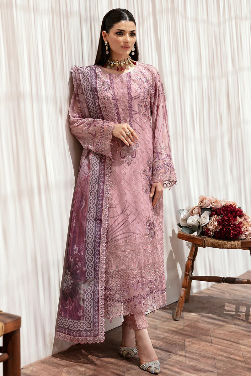 Dastan Chiffon Salwar Suit in Pink