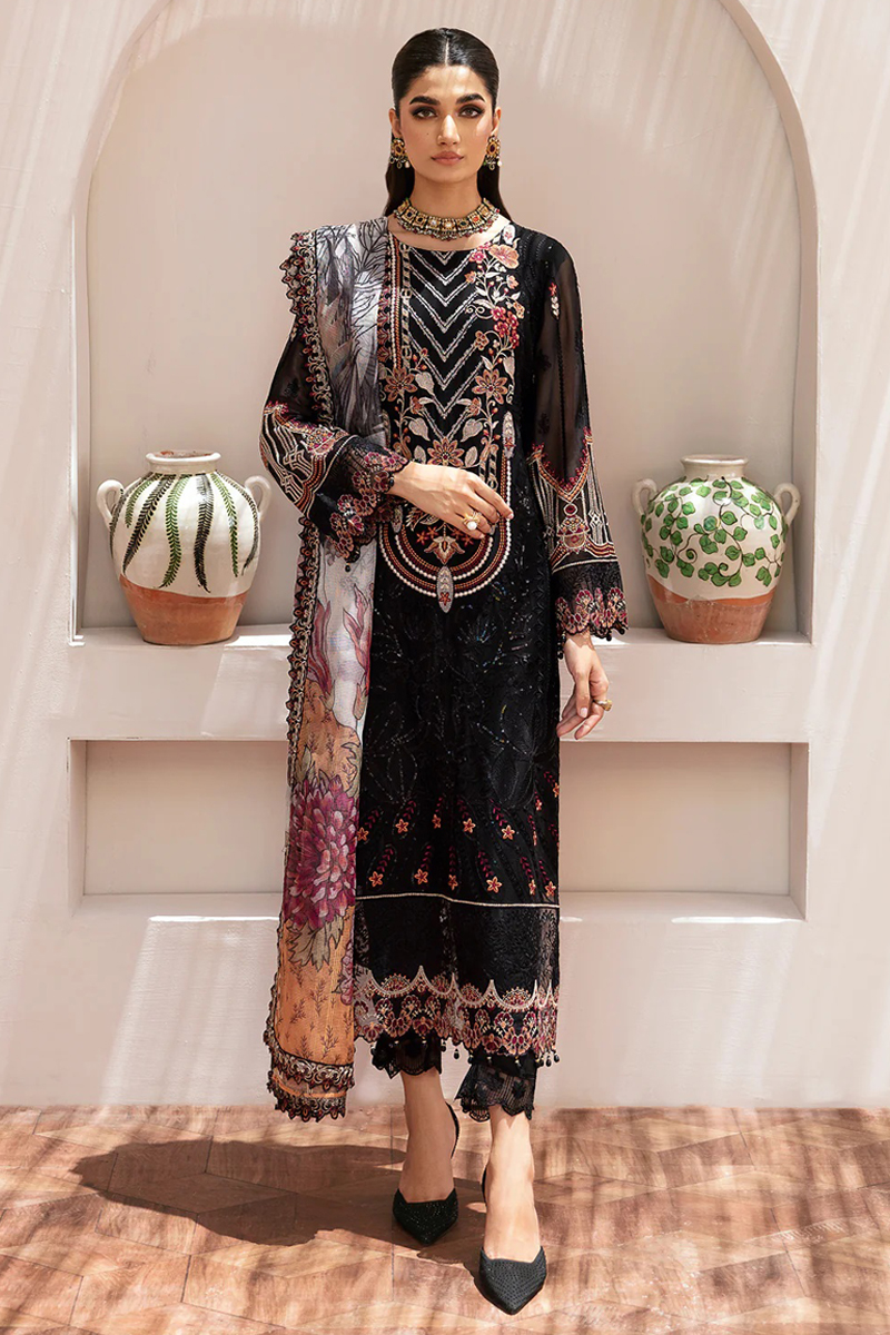 Dastan Chiffon Salwar Suit in Black