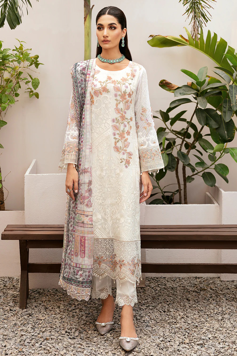 Dastan Chiffon Salwar Suit in White