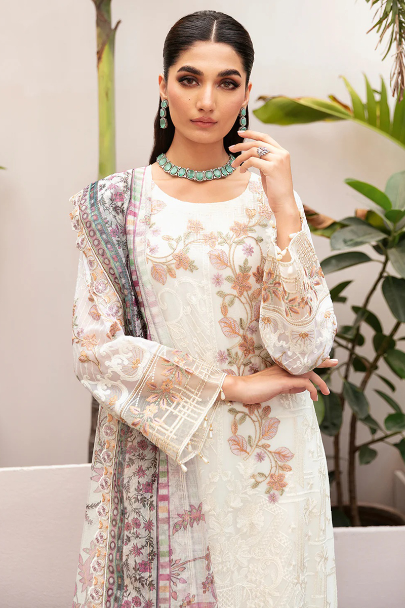 Dastan Chiffon Salwar Suit in White