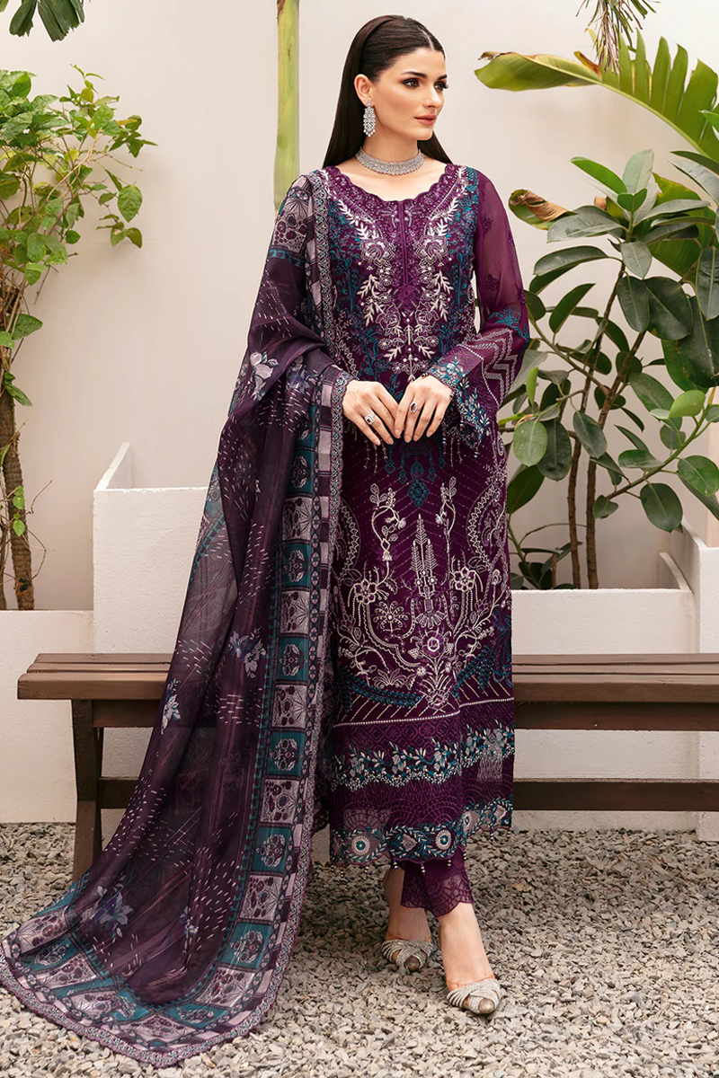 Dastan Chiffon Salwar Suit in Purple