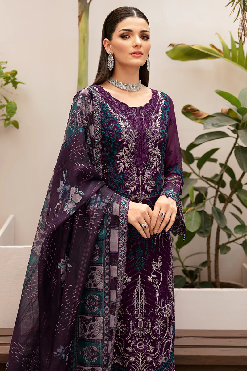 Dastan Chiffon Salwar Suit in Purple