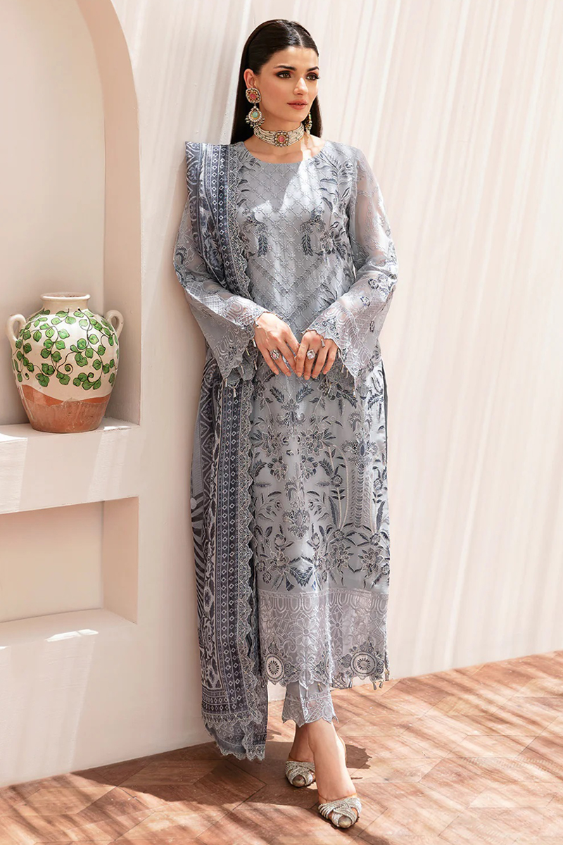 Dastan Chiffon Salwar Suit in Gray