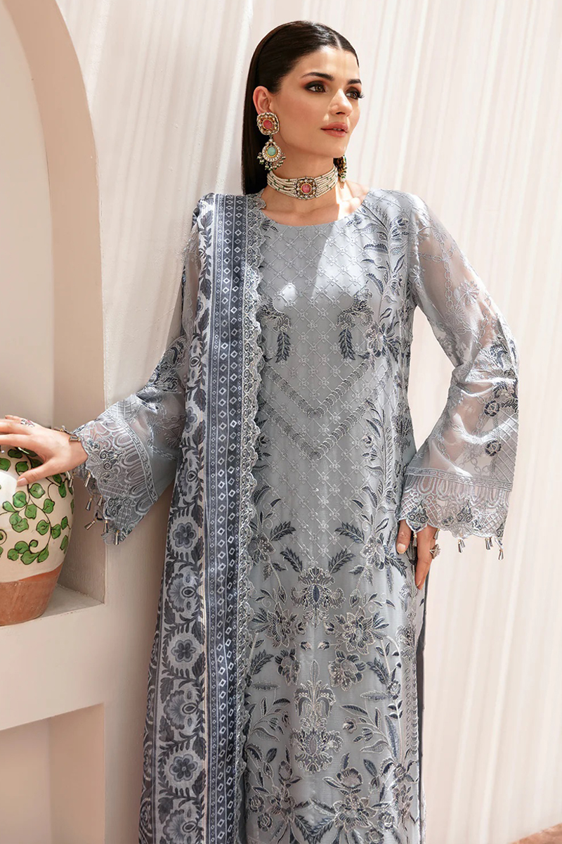 Dastan Chiffon Salwar Suit in Gray