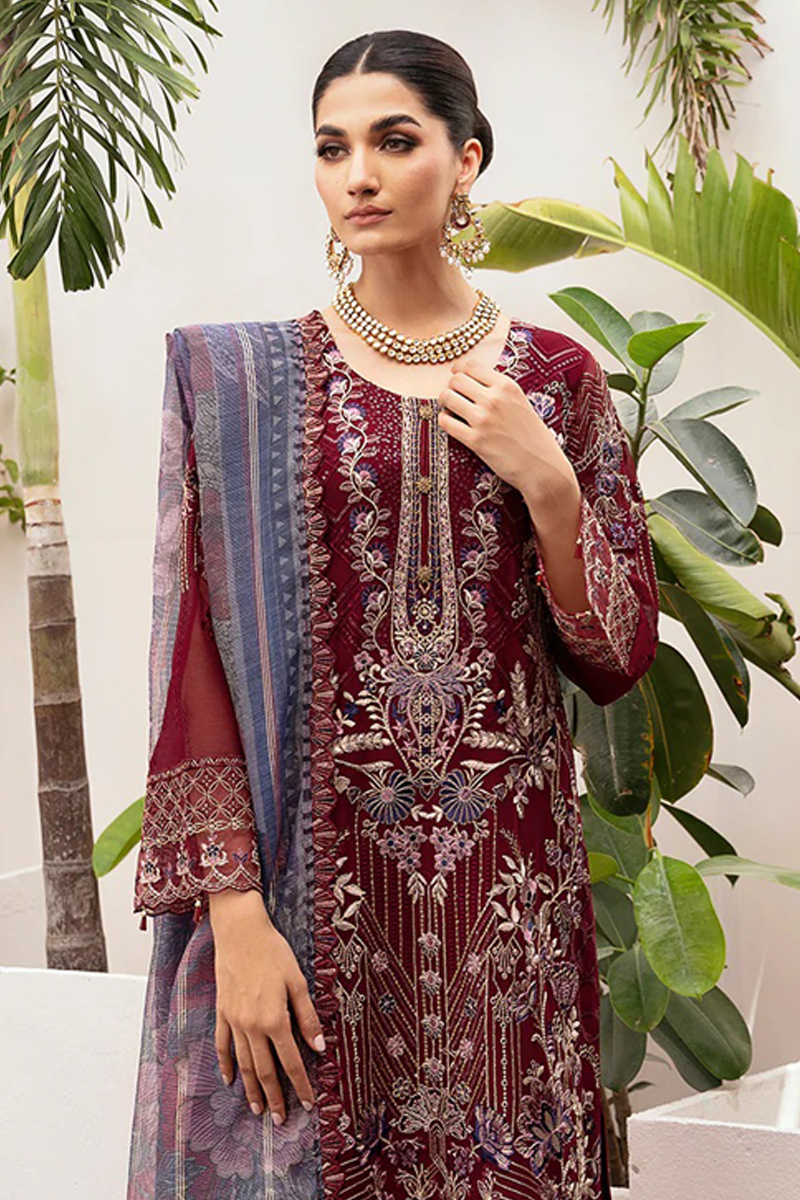 Dastan Chiffon Salwar Suit in Maroon