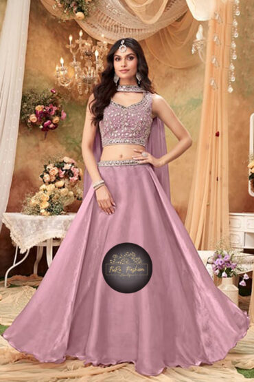 Embroidered Silk Lehenga in Purple