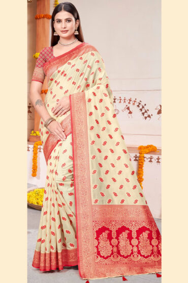 Katan Silk Saree in Beige