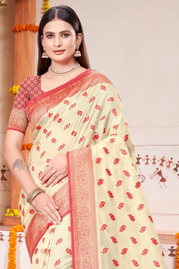 Katan Silk Saree in Beige