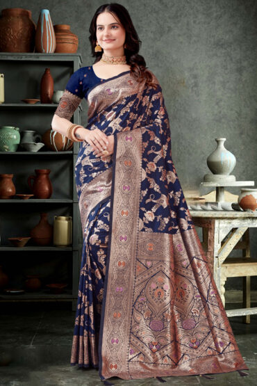 Katan Silk Saree in Blue