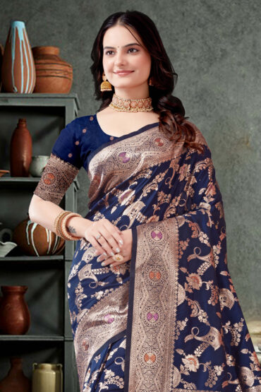 Katan Silk Saree in Blue