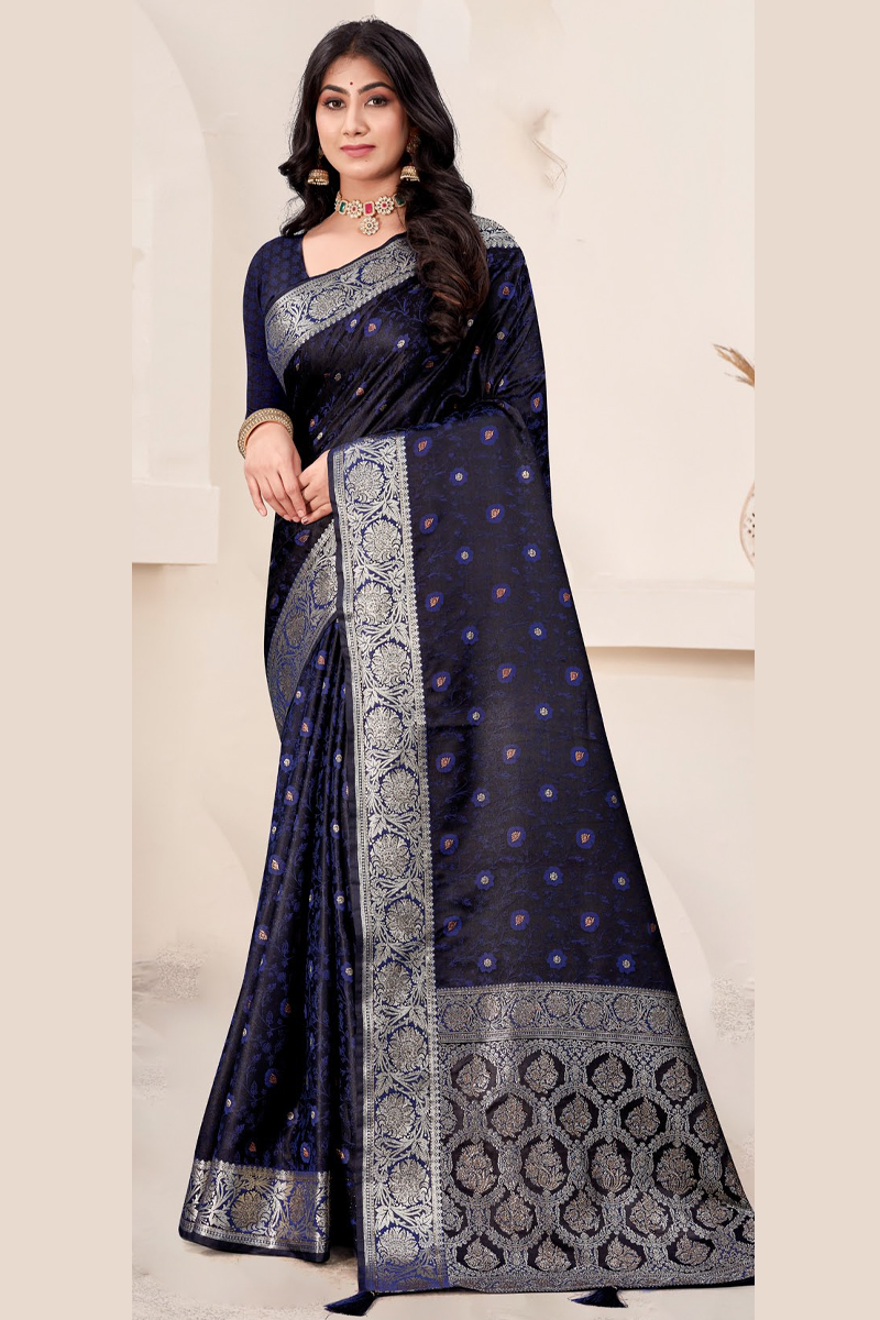 Katan Silk Saree in Blue