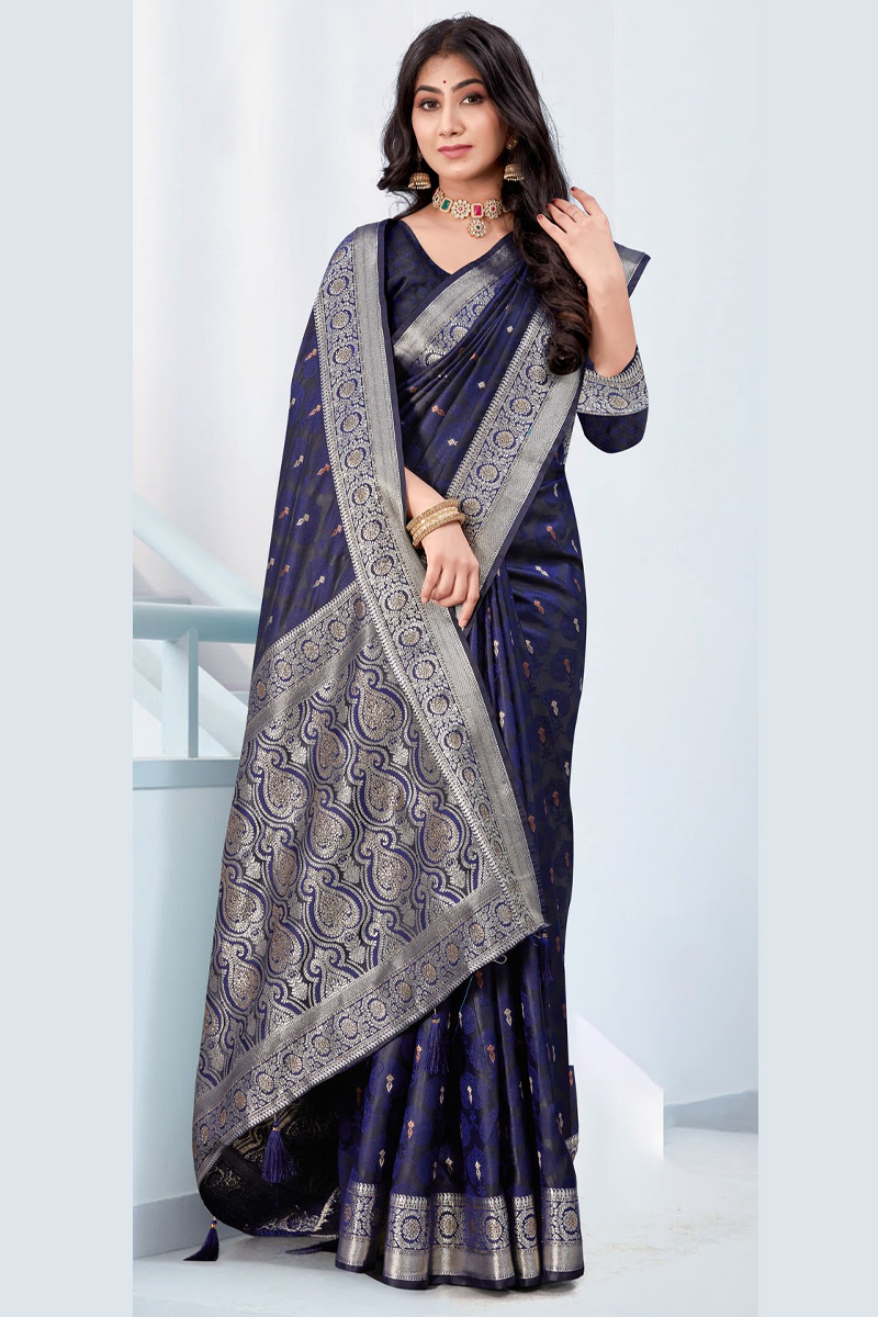 Katan Silk Saree in Blue