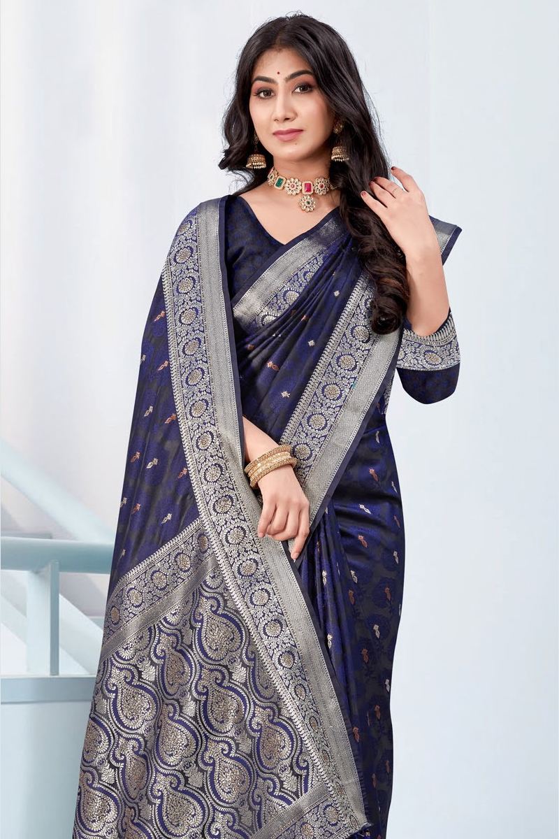 Katan Silk Saree in Blue