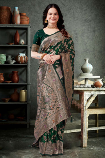 Katan Silk Saree in Green