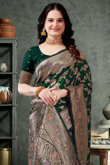 Katan Silk Saree in Green