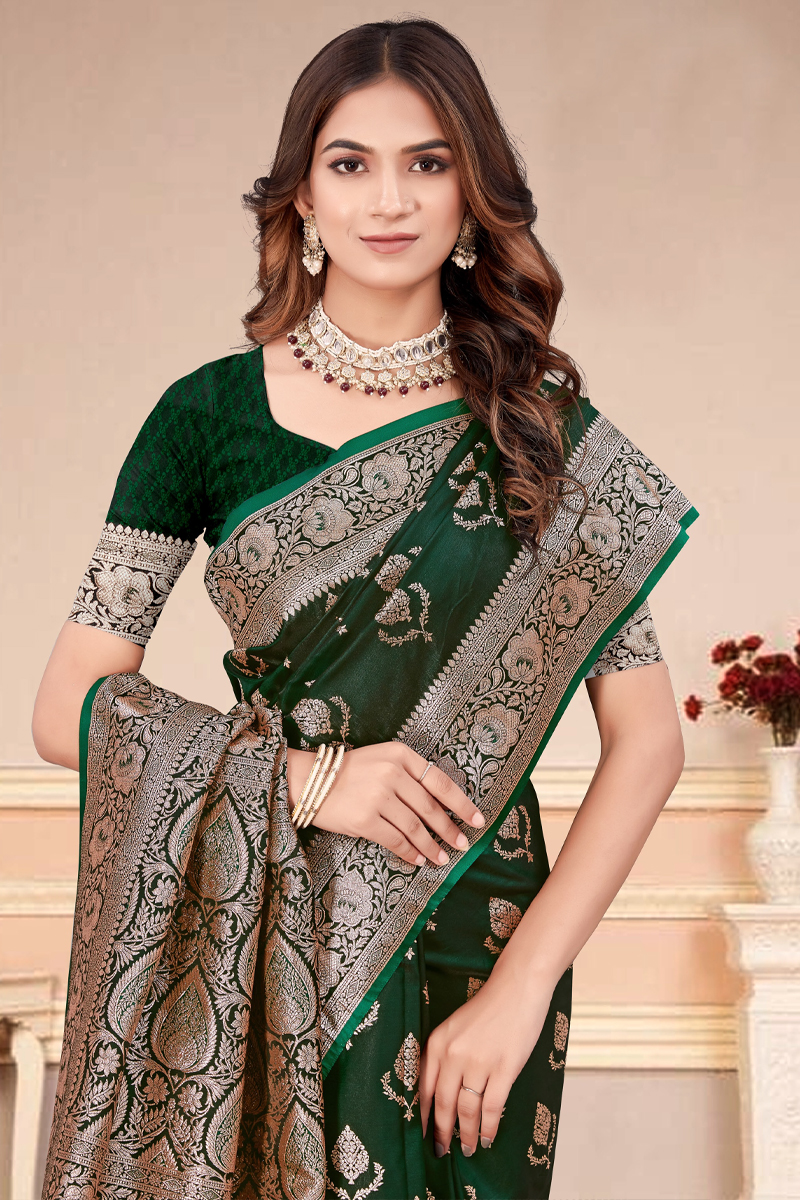 Katan Silk Saree in Green