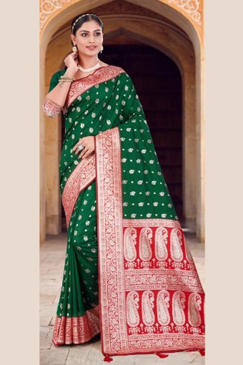 Katan Silk Saree in Green