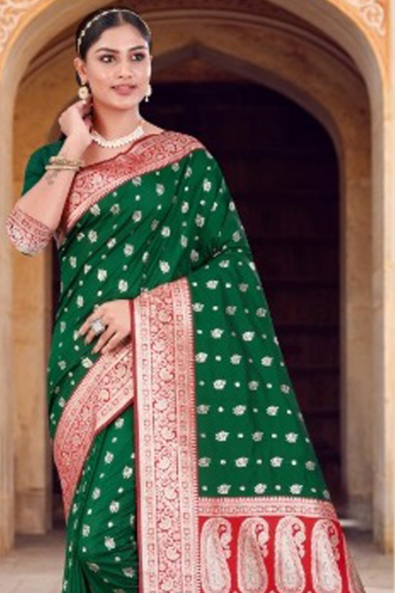 Katan Silk Saree in Green