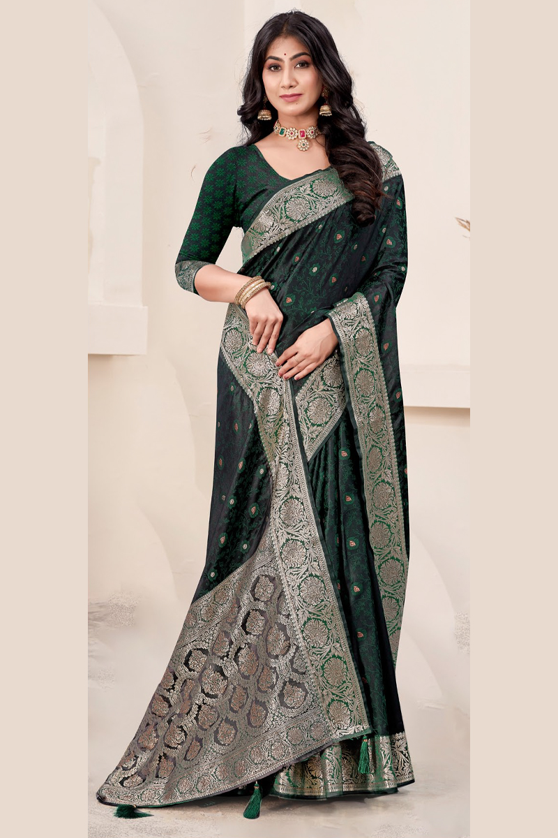 Katan Silk Saree in Green