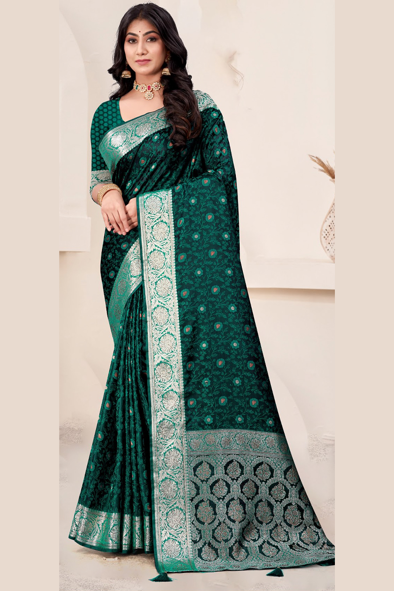 Katan Silk Saree in Green