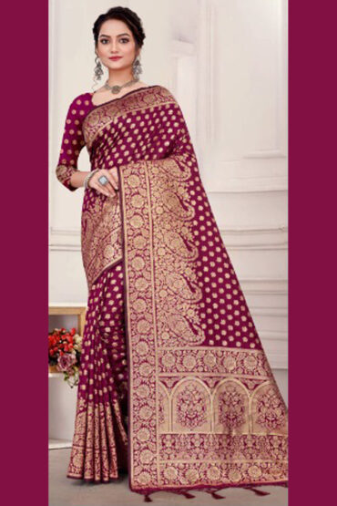 Katan Silk Saree in Maroon