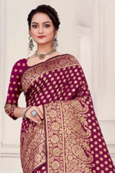 Katan Silk Saree in Maroon