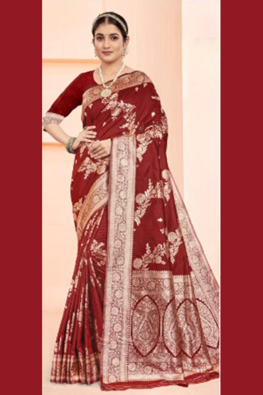 Katan Silk Saree in Maroon