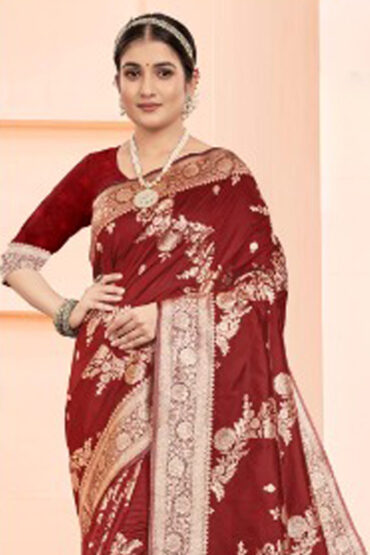 Katan Silk Saree in Maroon