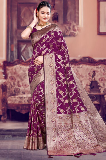 Katan Silk Saree in Maroon