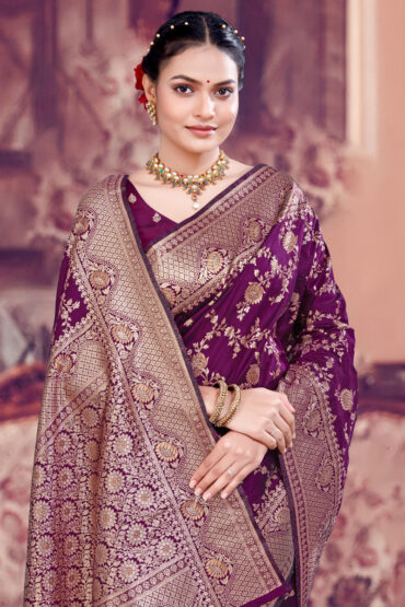 Katan Silk Saree in Maroon