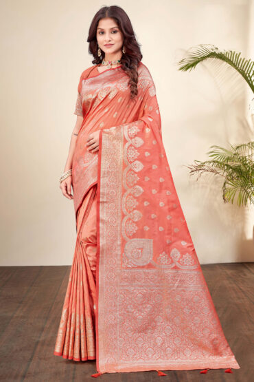 Katan Silk Saree in Orange