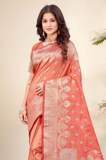 Katan Silk Saree in Orange