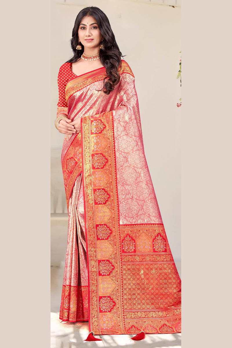 Katan Silk Saree in Orange