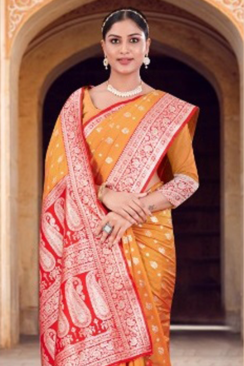 Katan Silk Saree in Orange