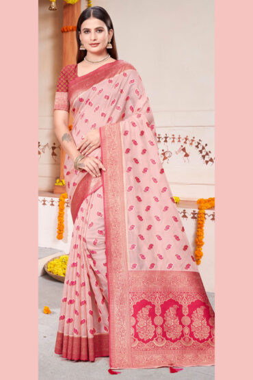 Katan Silk Saree in Pink