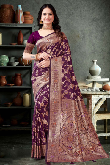 Katan Silk Saree in Purple