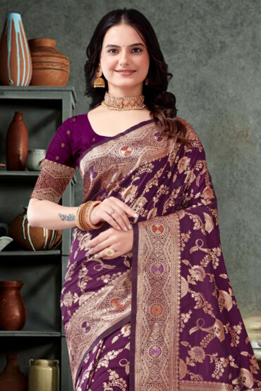 Katan Silk Saree in Purple