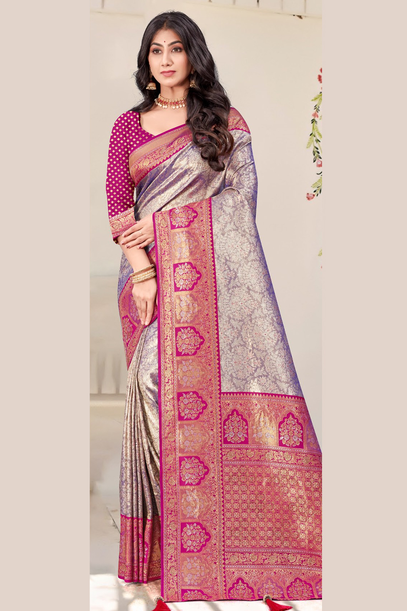 Katan Silk Saree in Purple