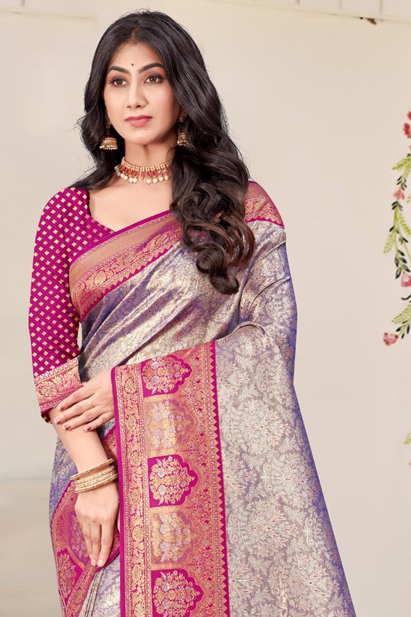 Katan Silk Saree in Purple