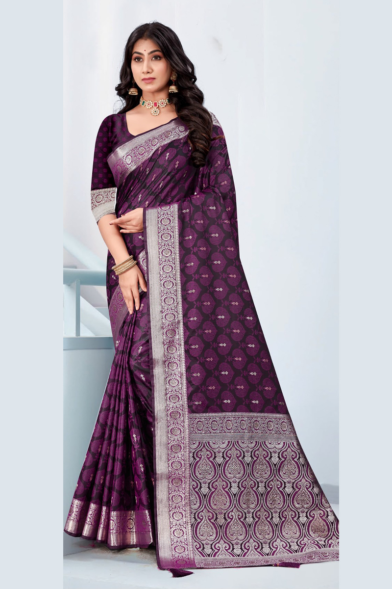 Katan Silk Saree in Purple