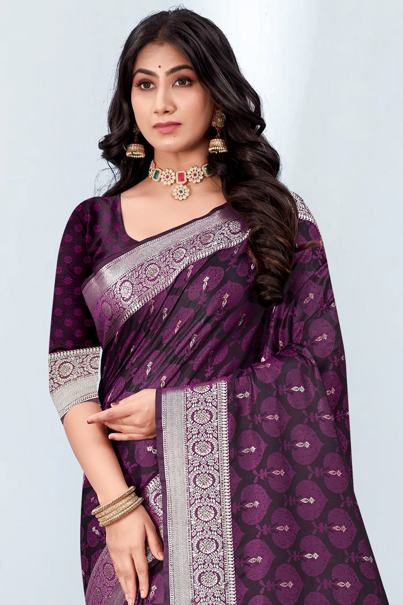 Katan Silk Saree in Purple