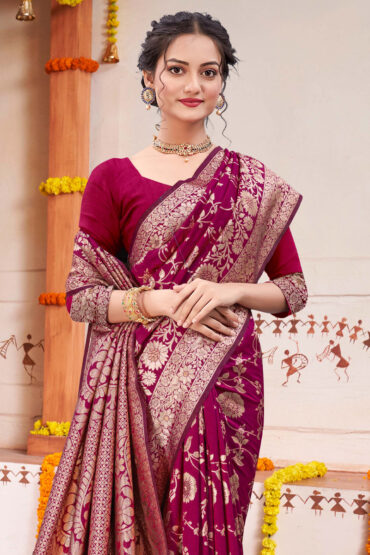 Katan Silk Saree in Red